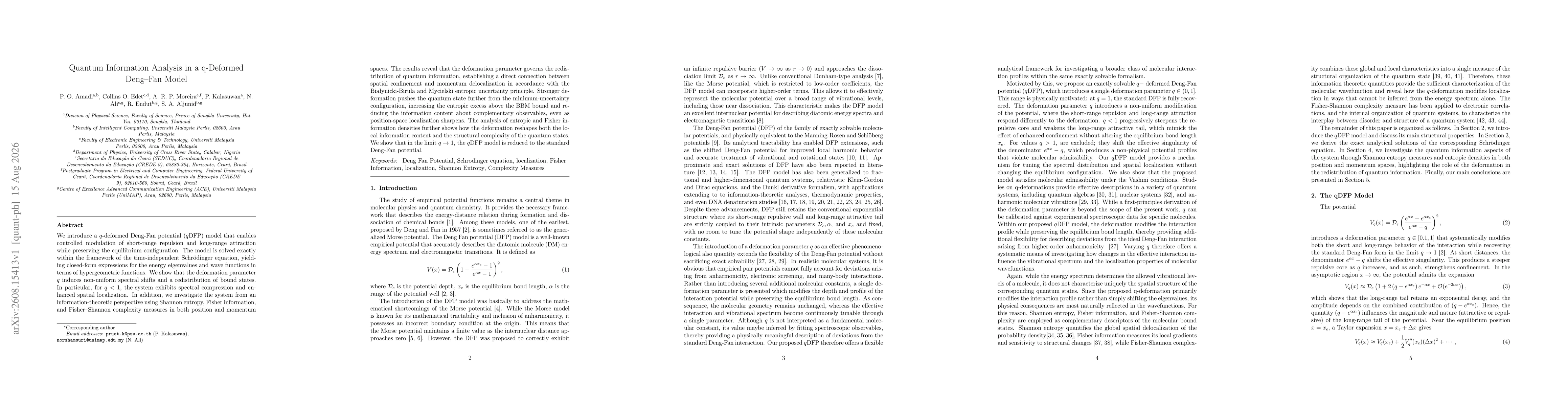 Thumbnail for Quantum Information Analysis in a q-Deformed Deng-Fan Model