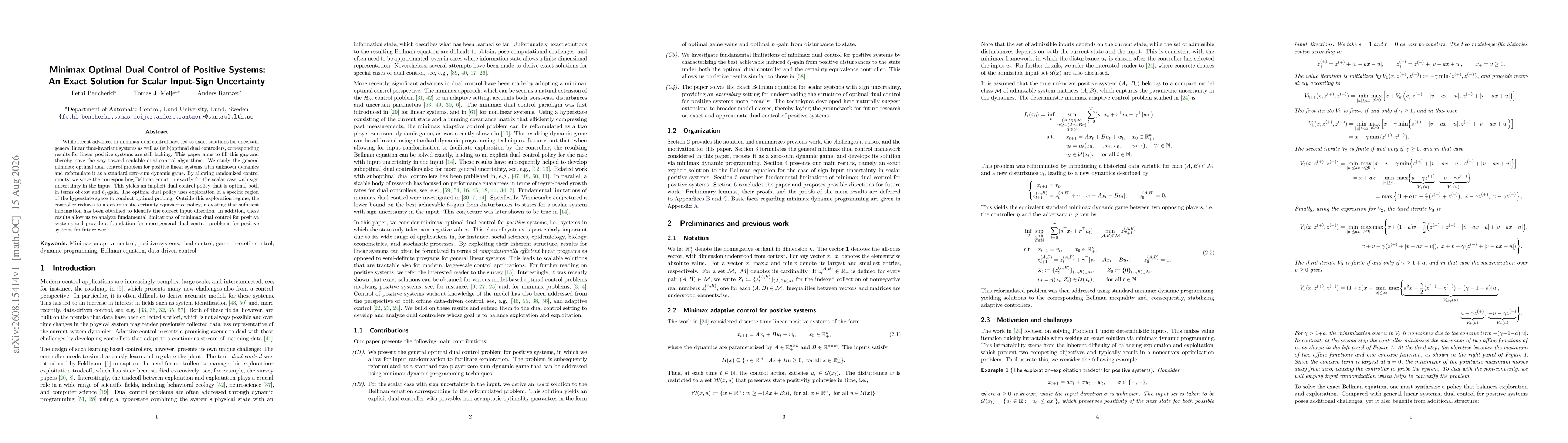 Thumbnail for Minimax optimal dual control of positive systems: an exact solution for scalar input-sign uncertainty