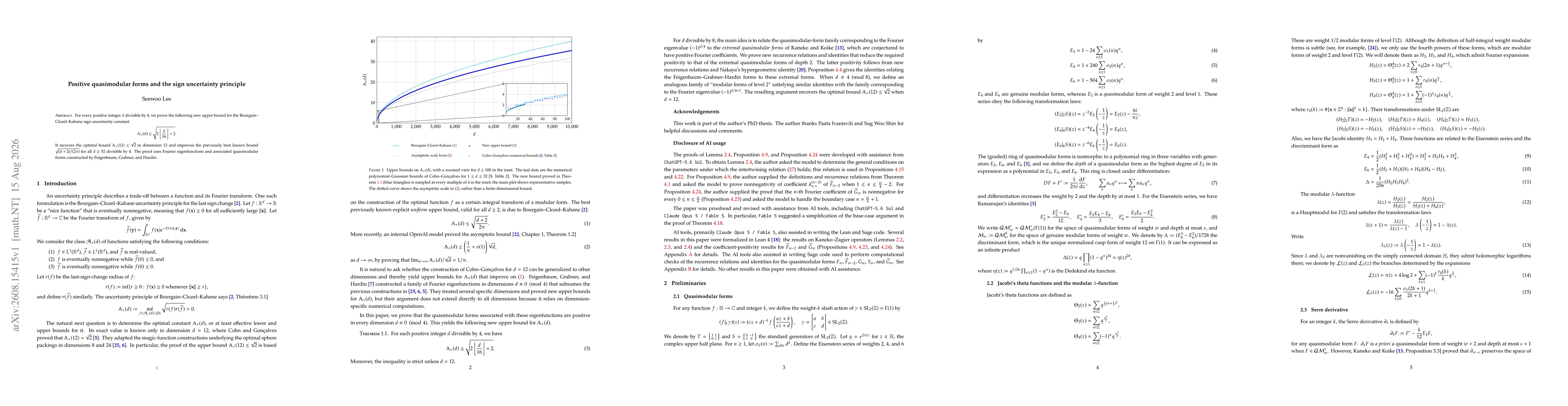 Thumbnail for Positive quasimodular forms and the sign uncertainty principle