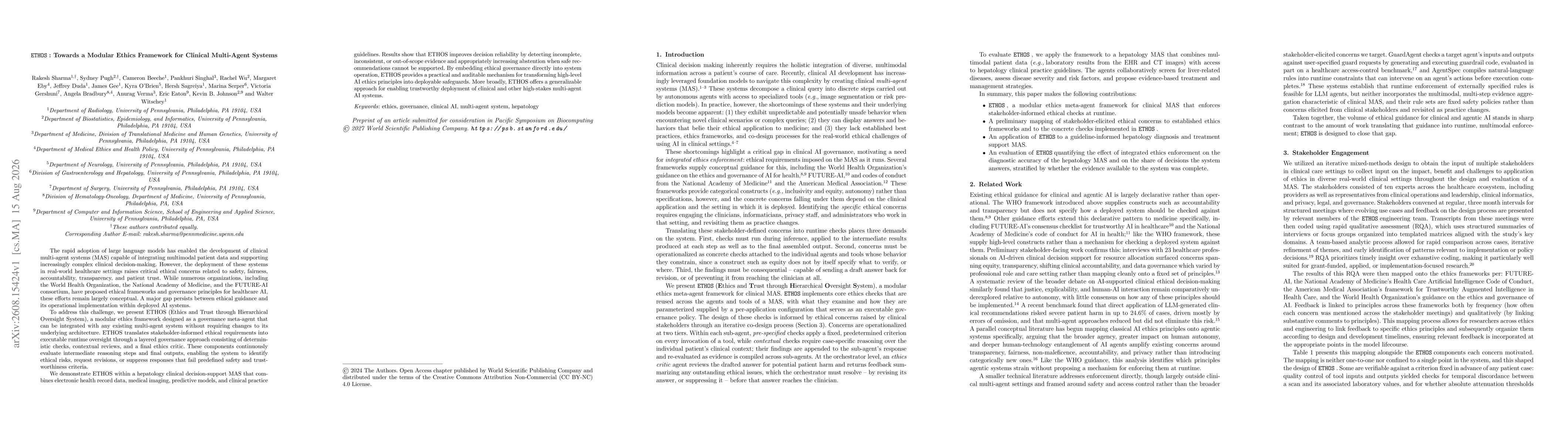 Thumbnail for ETHOS: Towards a Modular Ethics Framework for Clinical Multi-Agent Systems
