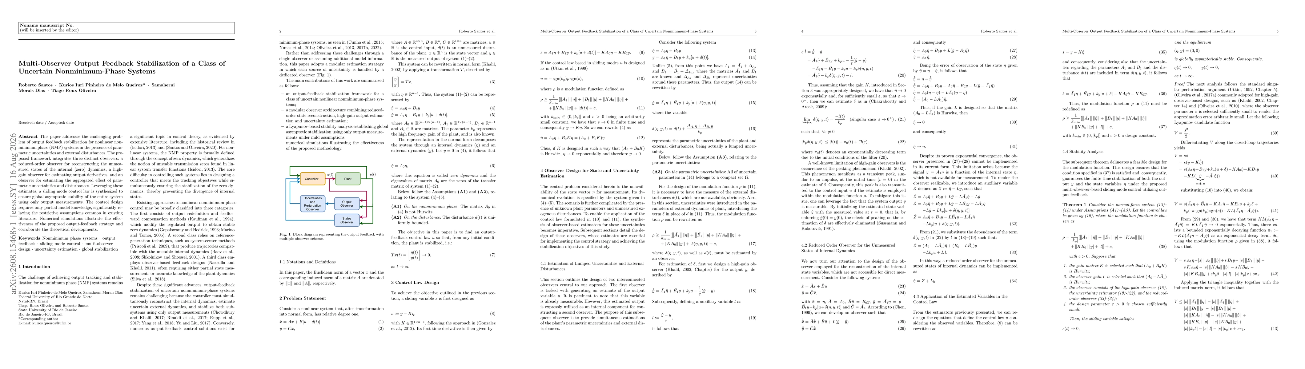 Thumbnail for Multi-Observer Output Feedback Stabilization of a Class of Uncertain Nonminimum-Phase Systems
