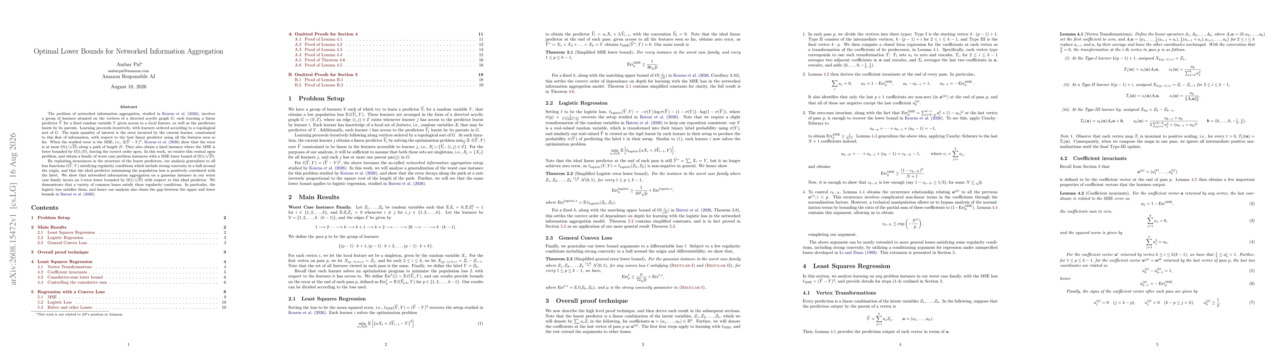 Thumbnail for Optimal Lower Bounds for Networked Information Aggregation