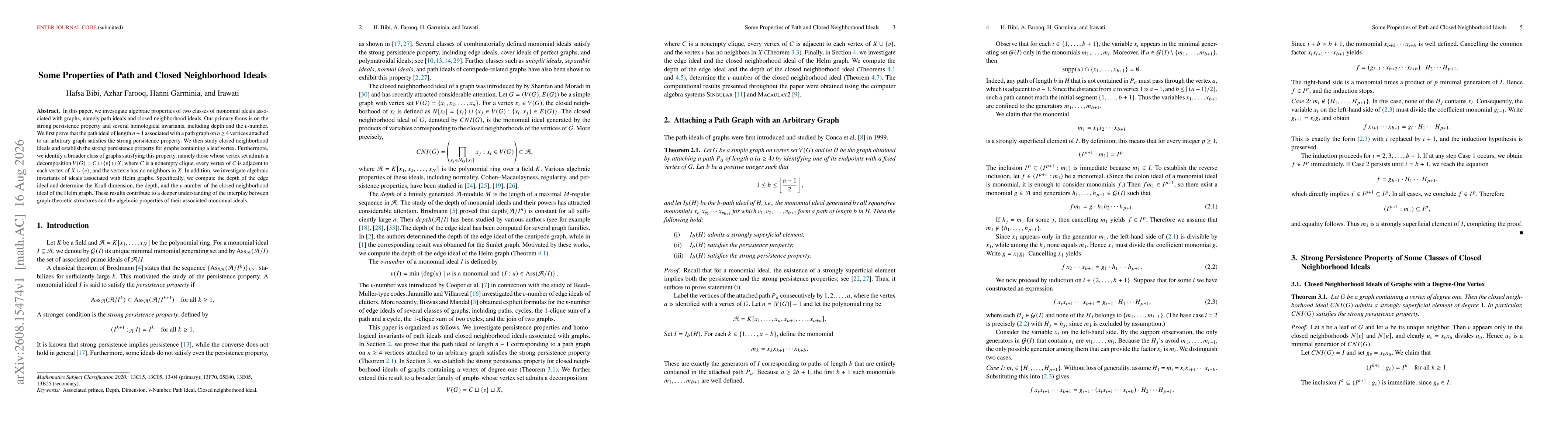 Thumbnail for Some Properties of Path and Closed Neighborhood Ideals