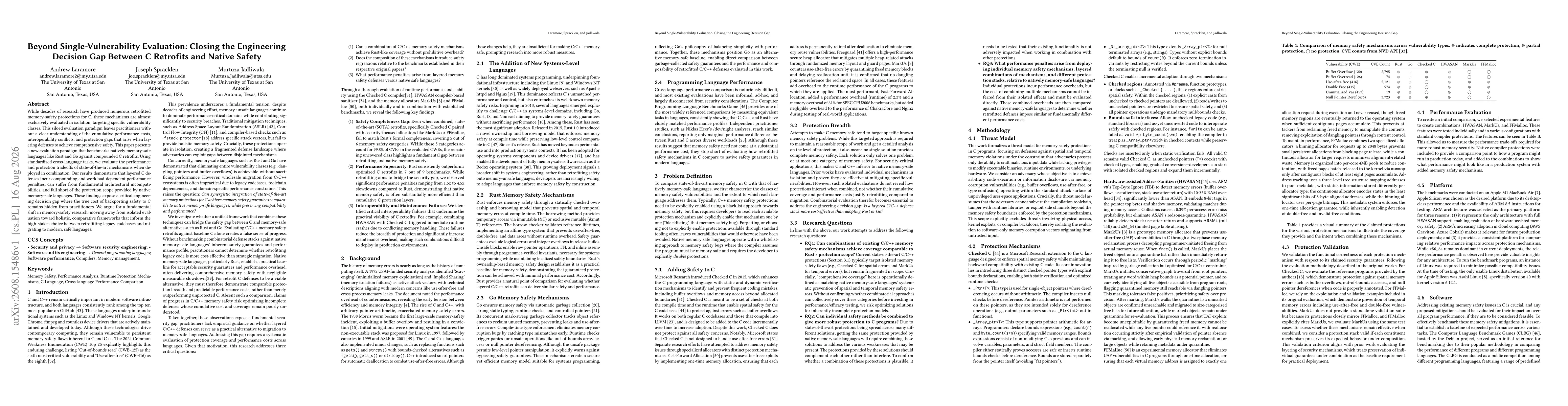 Thumbnail for Beyond Single-Vulnerability Evaluation: Closing the Engineering Decision Gap Between C Retrofits and Native Safety