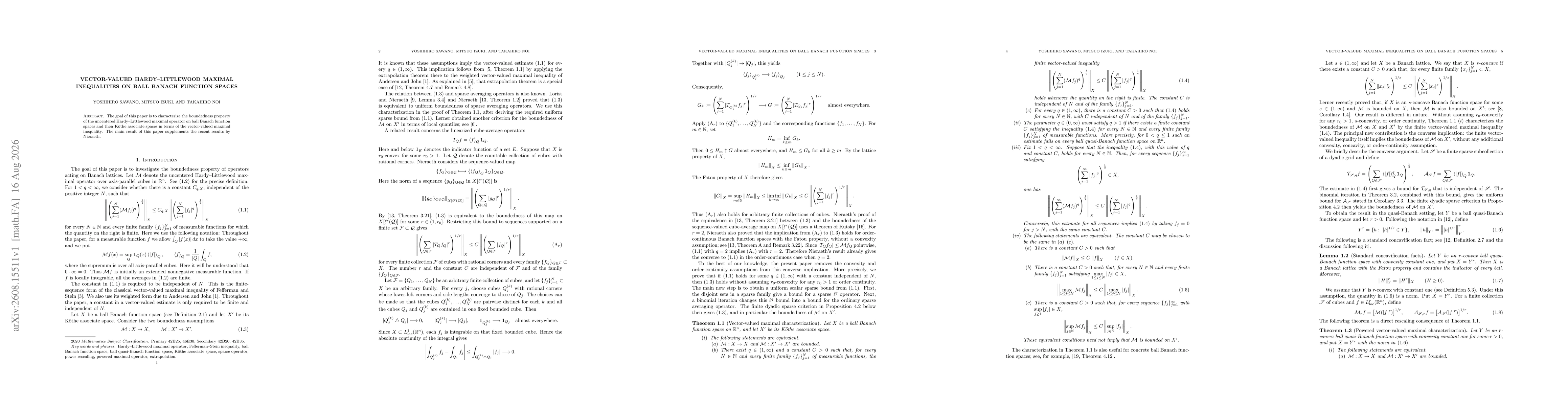 Thumbnail for Vector-Valued Hardy--Littlewood Maximal Inequalities on Ball Banach Function Spaces