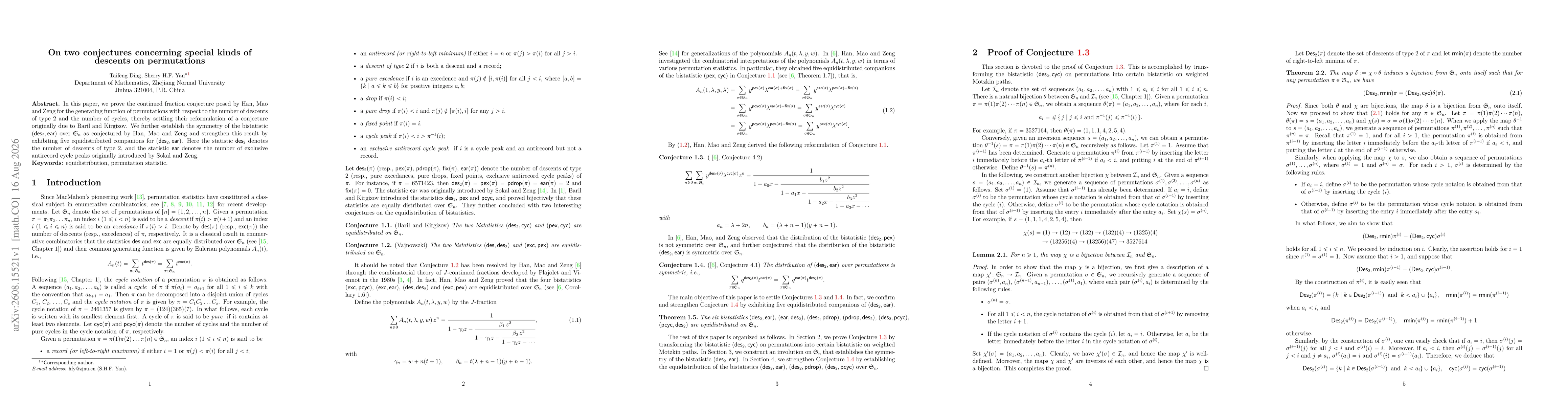 Thumbnail for On two conjectures concerning special kinds of descents on permutations
