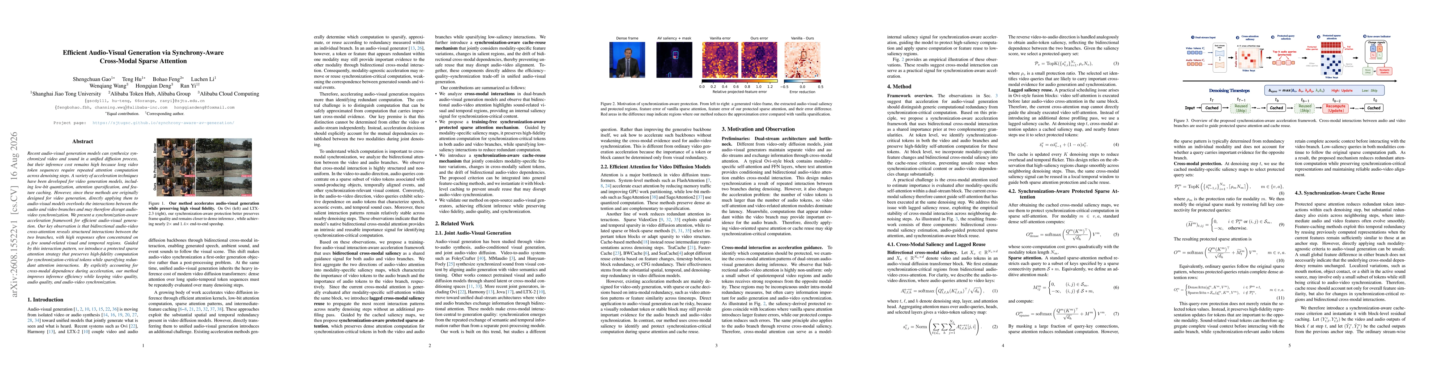 Thumbnail for Efficient Audio-Visual Generation via Synchrony-Aware Cross-Modal Sparse Attention