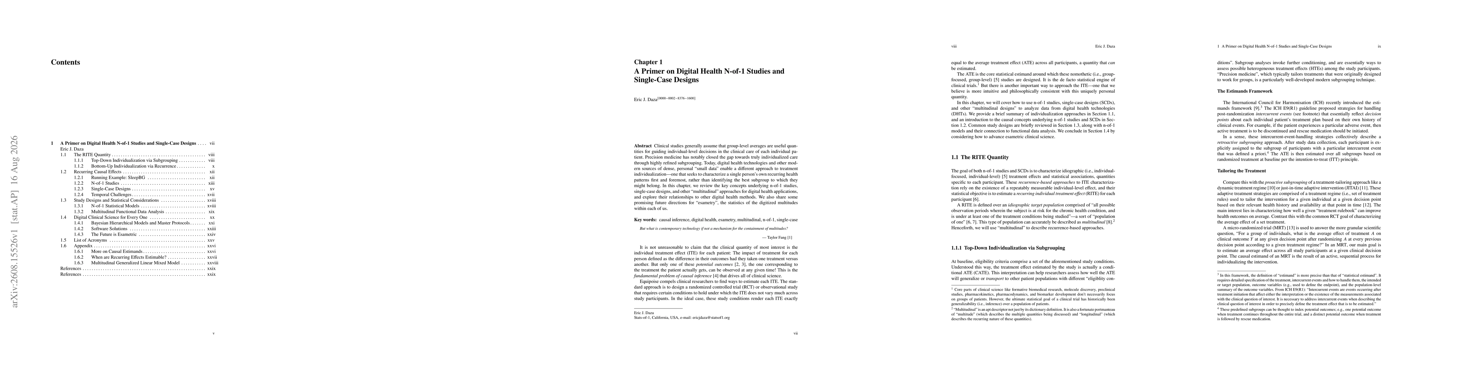 Thumbnail for A Primer on Digital Health N-of-1 Studies and Single-Case Designs