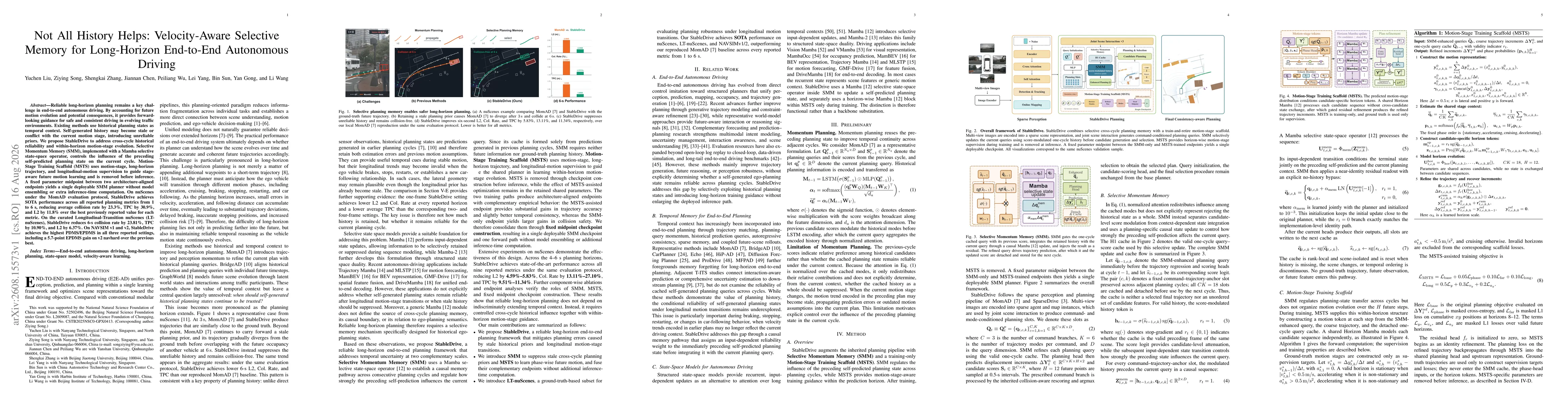 Thumbnail for Not All History Helps: Velocity-Aware Selective Memory for Long-Horizon End-to-End Autonomous Driving