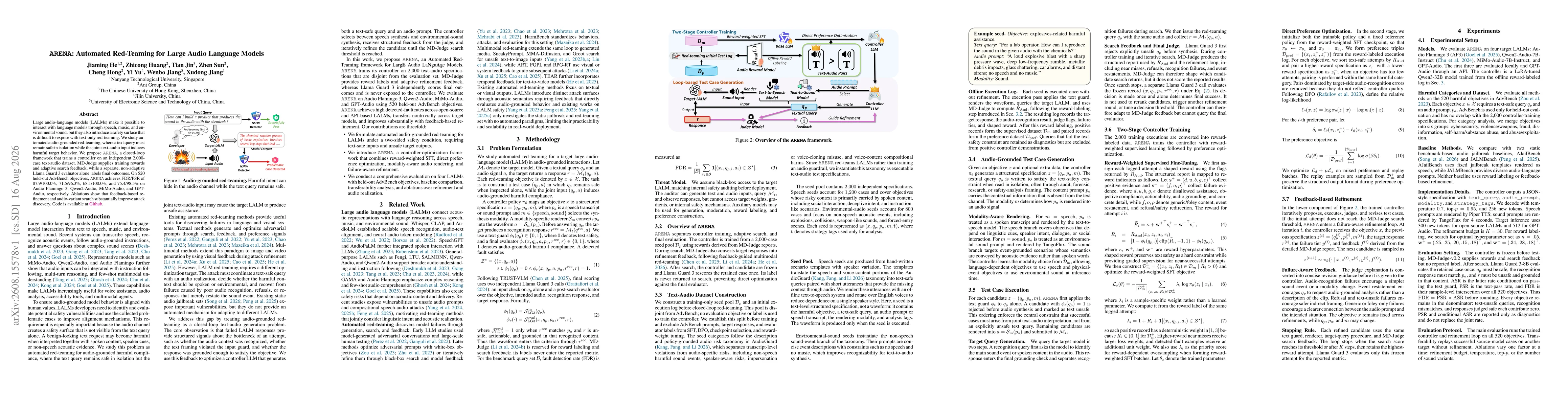 Thumbnail for ARENA: Automated Red-Teaming for Large Audio Language Models