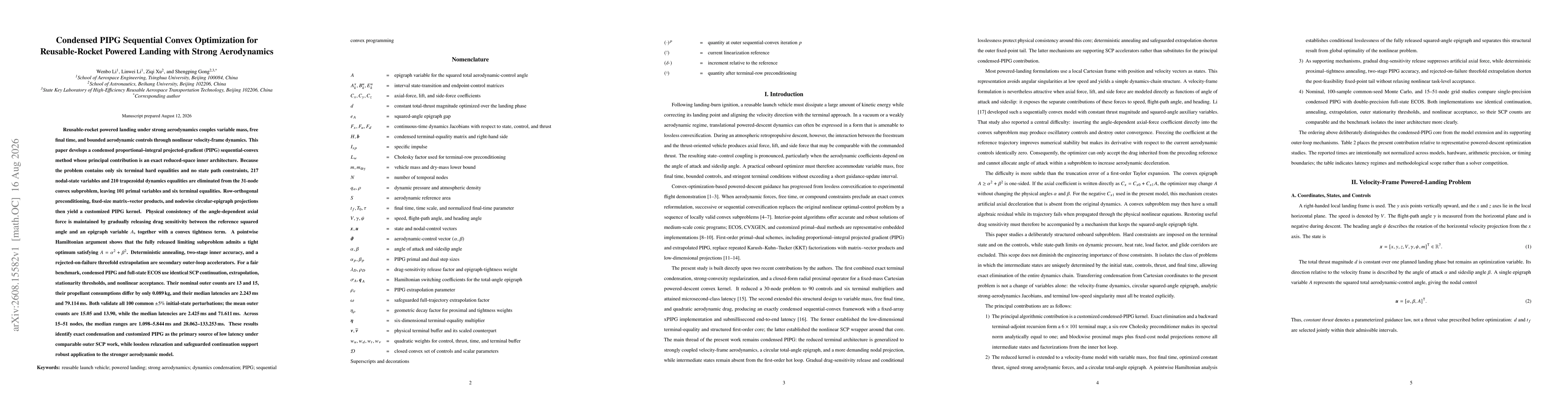 Thumbnail for Condensed PIPG Sequential Convex Optimization for Reusable-Rocket Powered Landing with Strong Aerodynamics