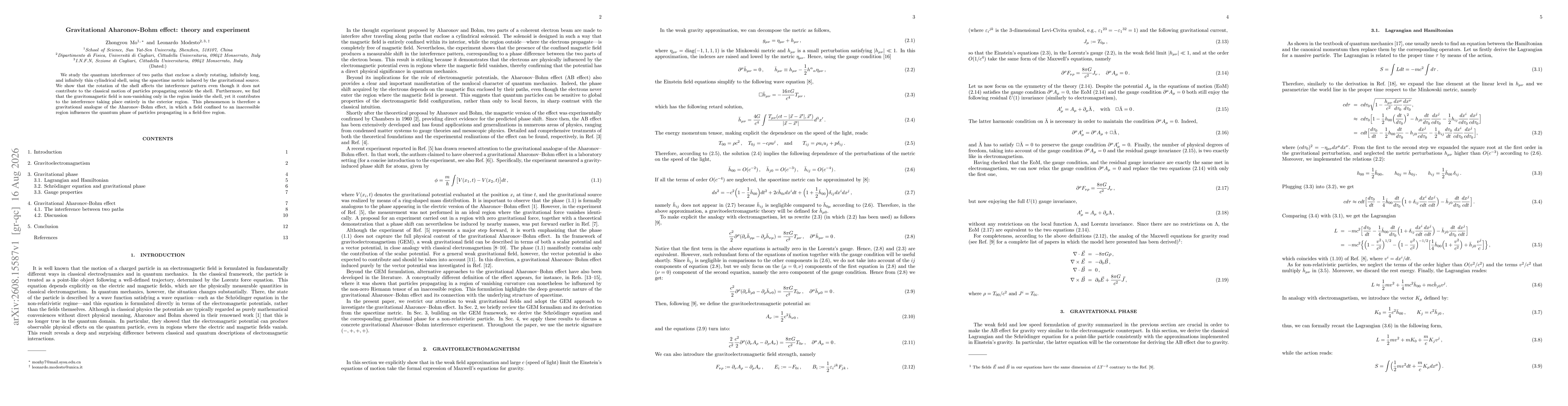 Thumbnail for Gravitational Aharonov-Bohm effect: theory and experiment