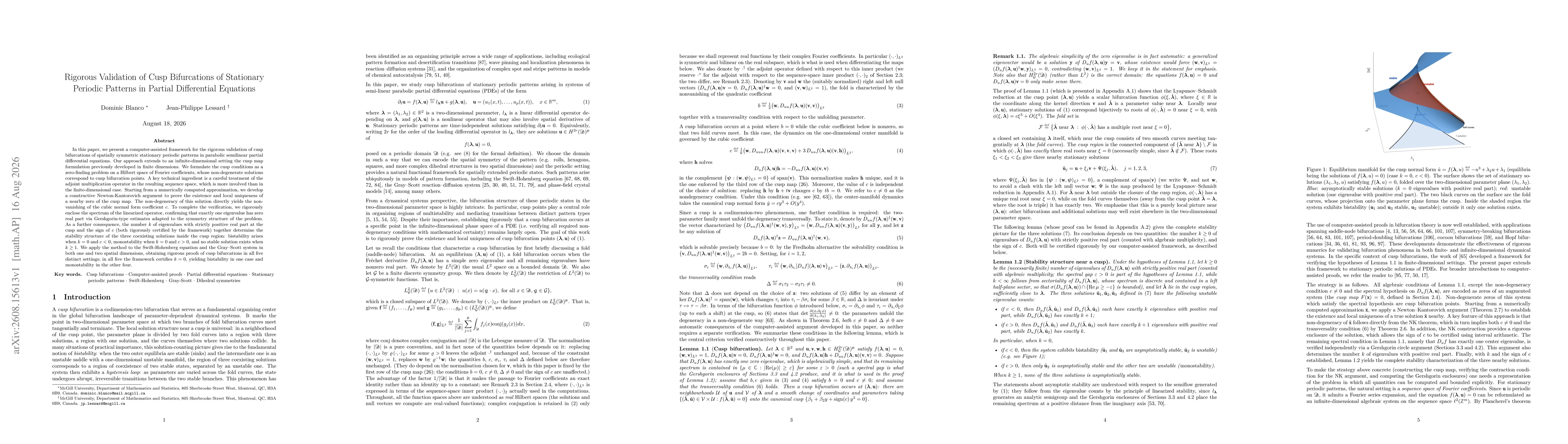 Thumbnail for Rigorous Validation of Cusp Bifurcations of Stationary Periodic Patterns in Partial Differential Equations