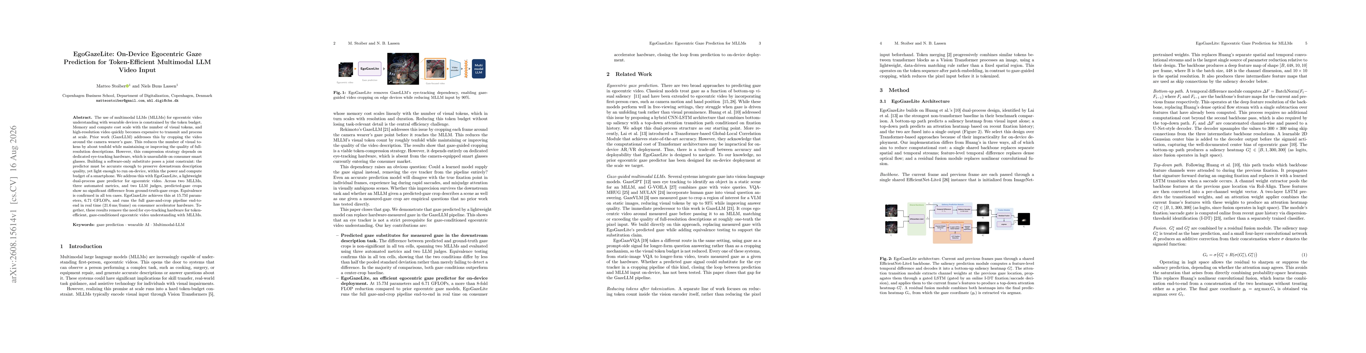 Thumbnail for EgoGazeLite: On-Device Egocentric Gaze Prediction for Token-Efficient Multimodal LLM Video Input
