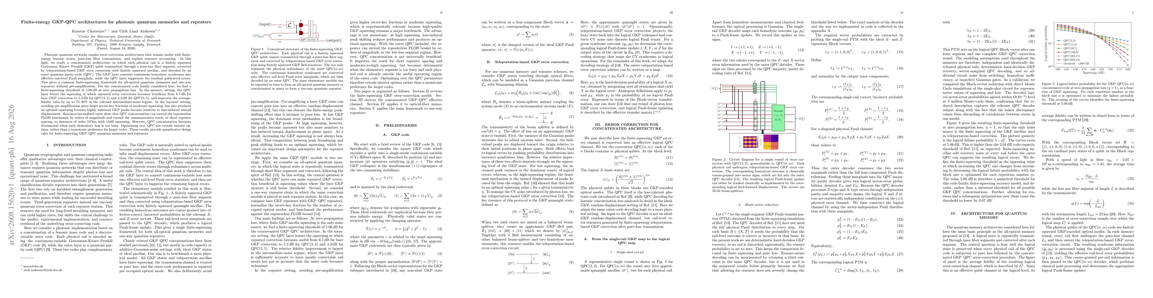 Thumbnail for Finite-energy GKP-QPC architectures for photonic quantum memories and repeaters