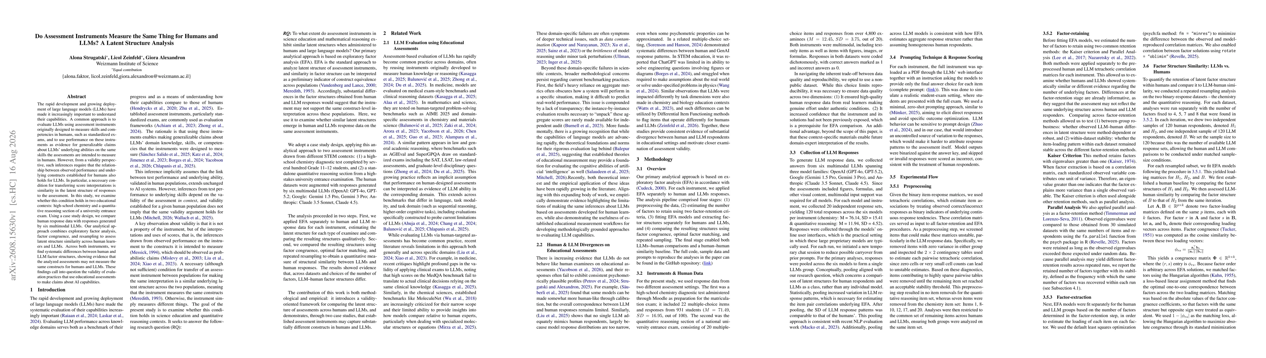 Thumbnail for Do Assessment Instruments Measure the Same Thing for Humans and LLMs? A Latent Structure Analysis