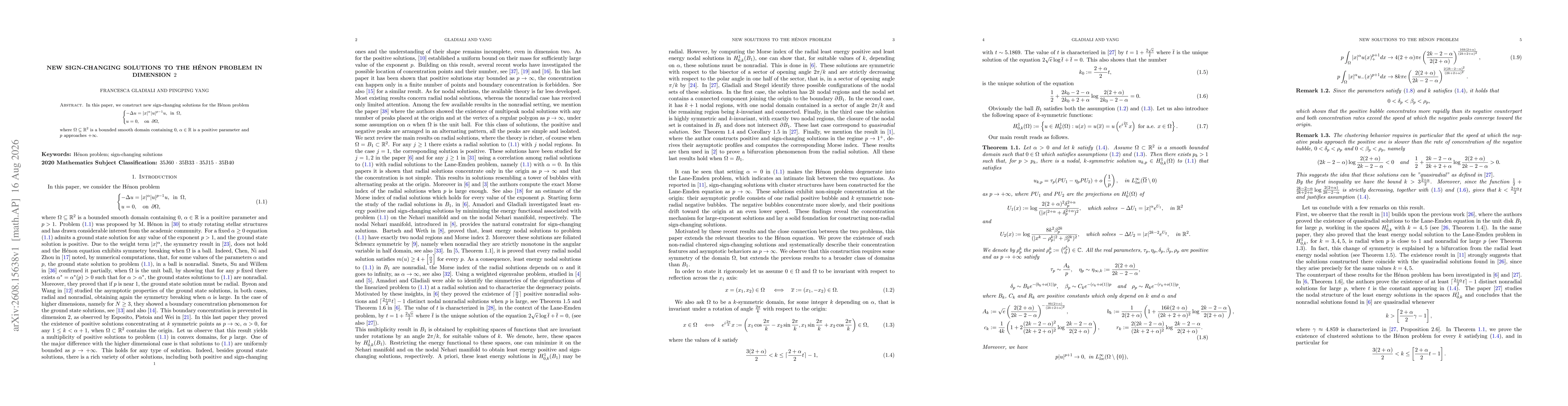 Thumbnail for New sign-changing solutions to the Hénon problem in dimension $2$