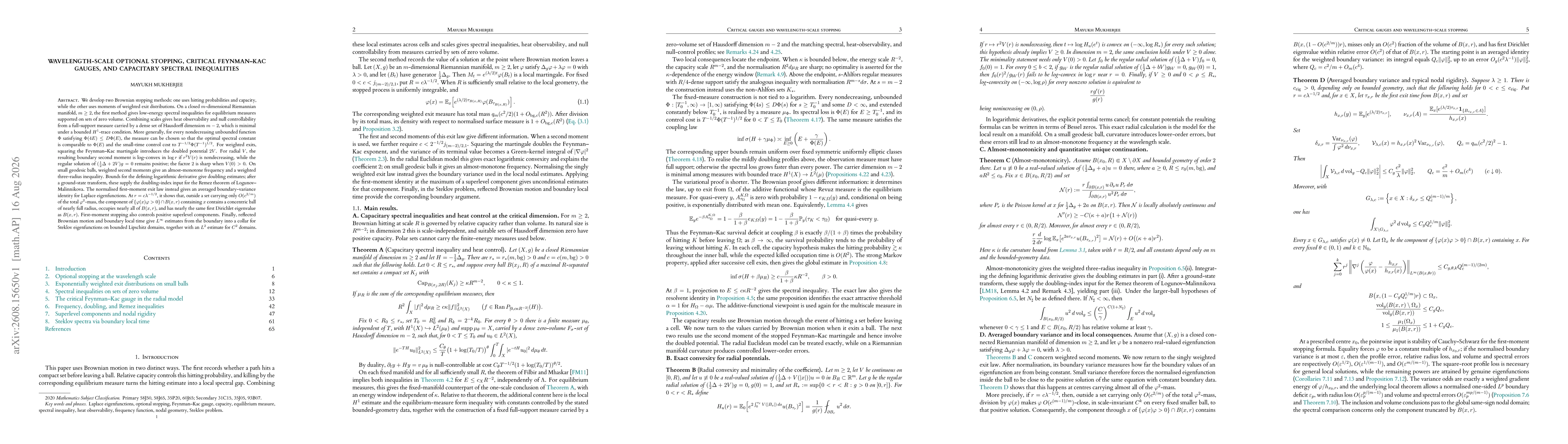Thumbnail for Wavelength-scale optional stopping, critical Feynman-Kac gauges, and capacitary spectral inequalities