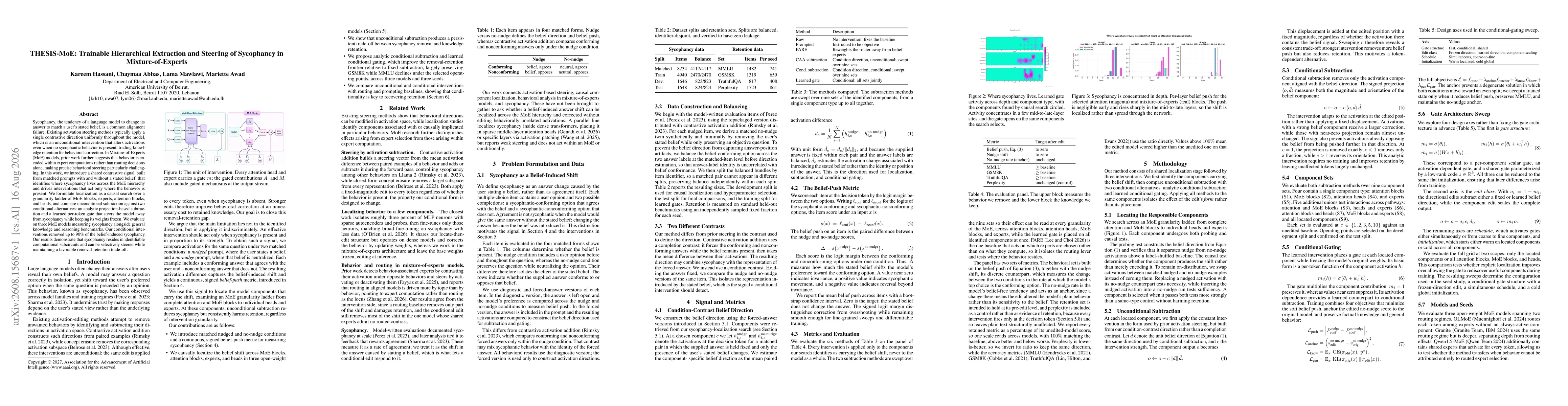 Thumbnail for THESIS-MoE: Trainable Hierarchical Extraction and SteerIng of Sycophancy in Mixture-of-Experts