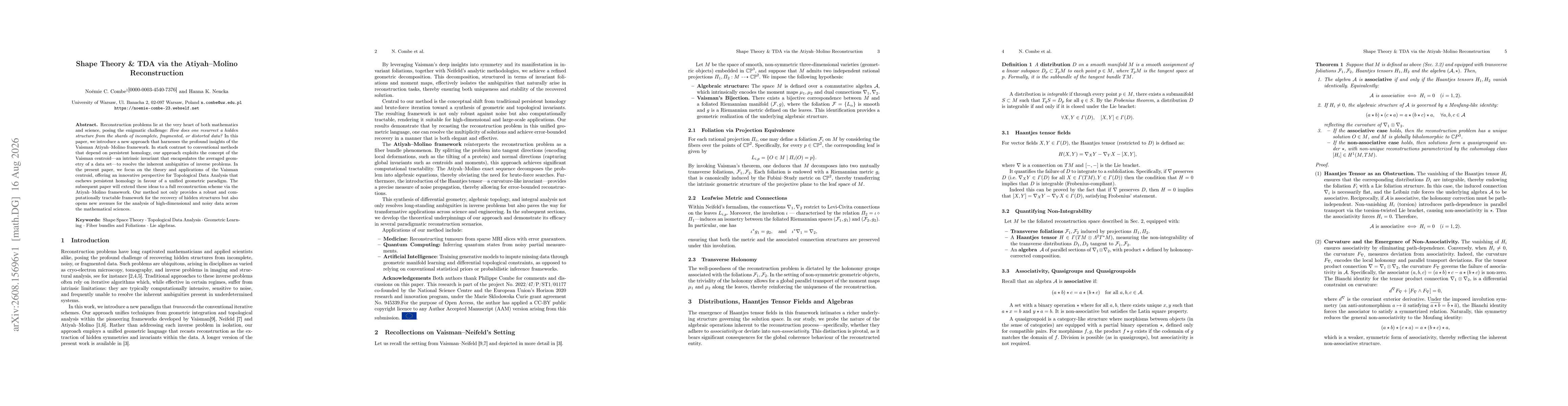 Thumbnail for Shape Theory $\&$ TDA via the Atiyah--Molino Reconstruction