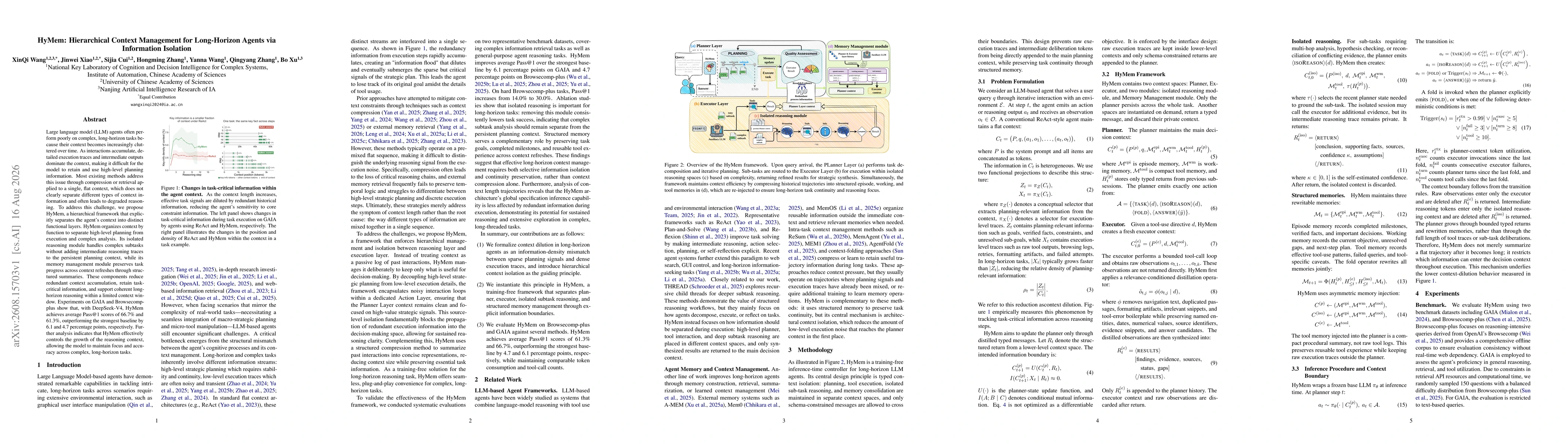 Thumbnail for HyMem: Hierarchical Context Management for Long-Horizon Agents via Information Isolation