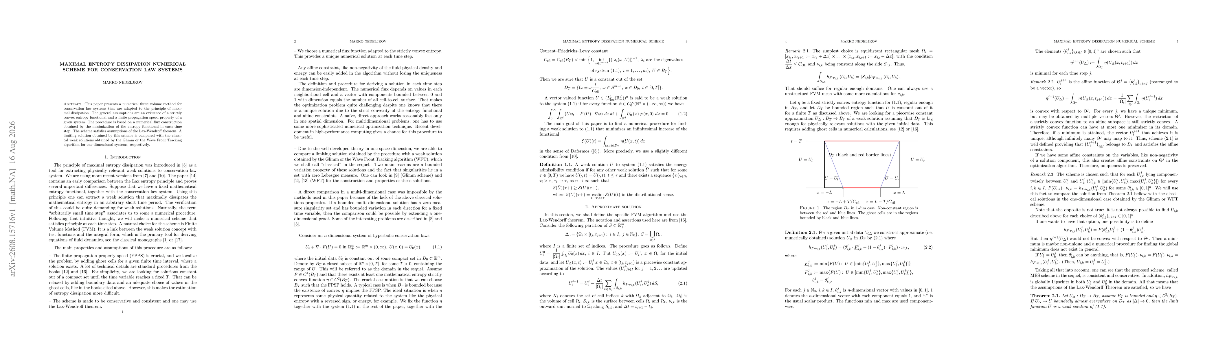 Thumbnail for Maximal entropy dissipation numerical scheme for conservation law systems