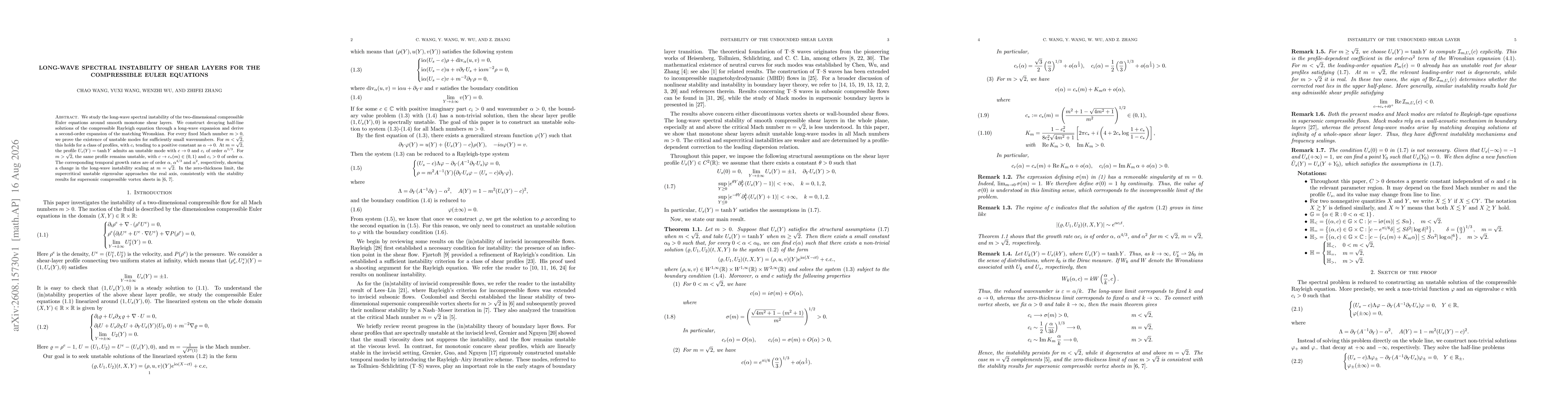 Thumbnail for Long-Wave Spectral Instability of Shear Layers for the Compressible Euler Equations