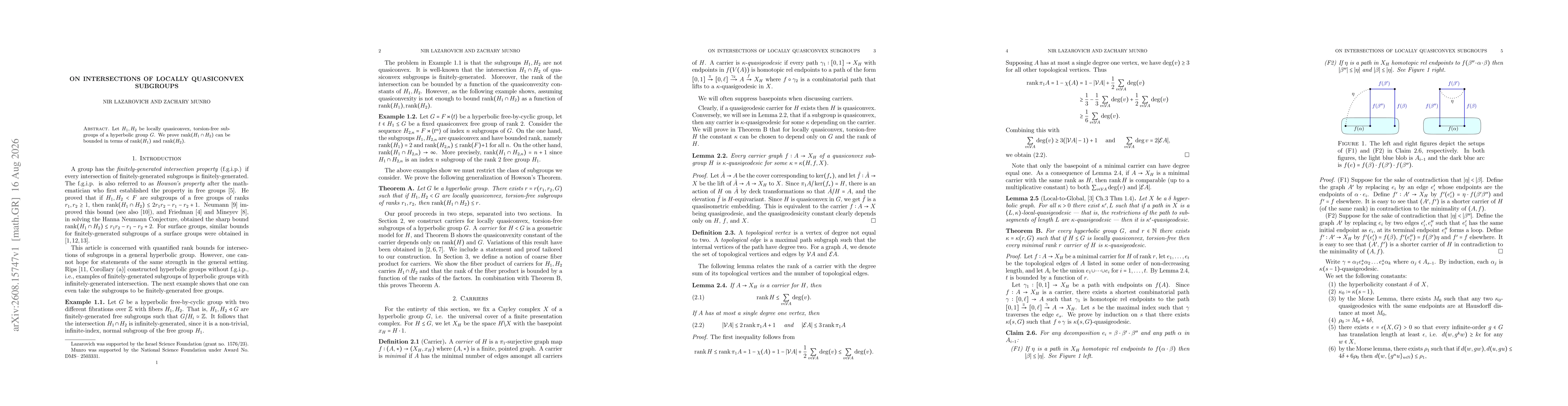 Thumbnail for On intersections of locally quasiconvex subgroups
