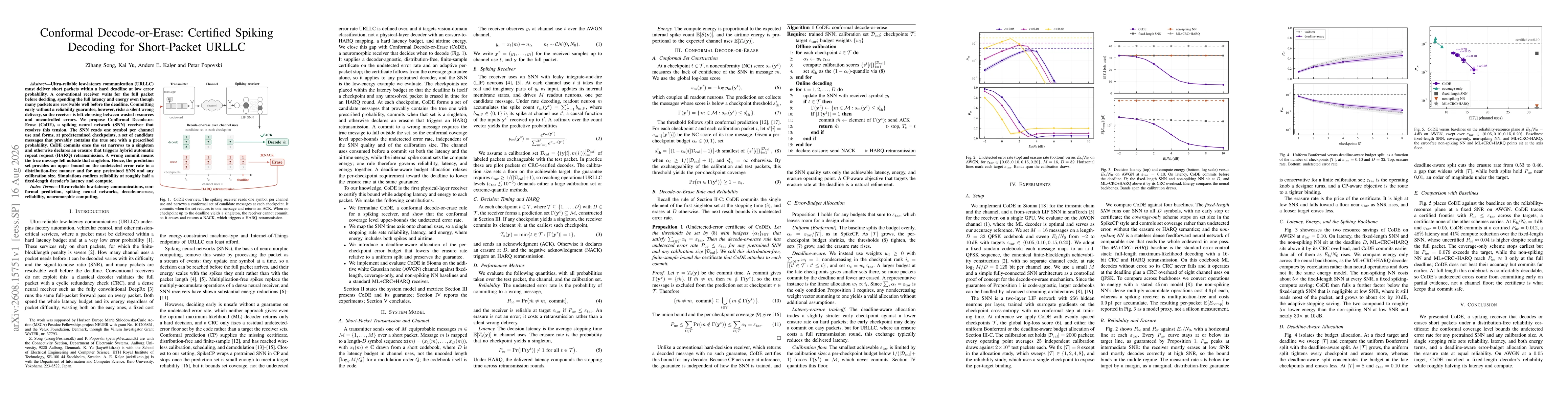 Thumbnail for Conformal Decode-or-Erase: Certified Spiking Decoding for Short-Packet URLLC
