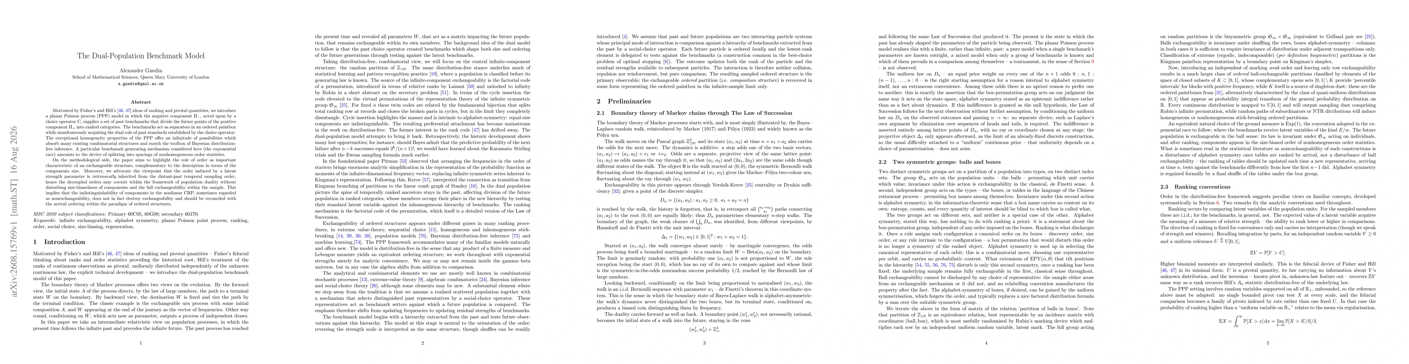 Thumbnail for The Dual-Population Benchmark Model
