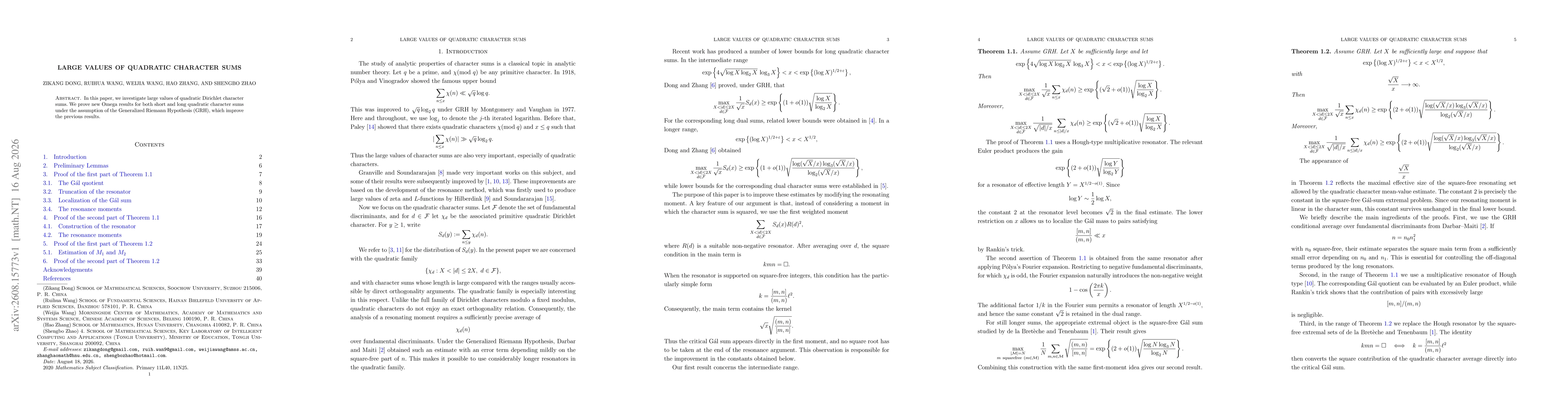 Thumbnail for Large values of quadratic character sums