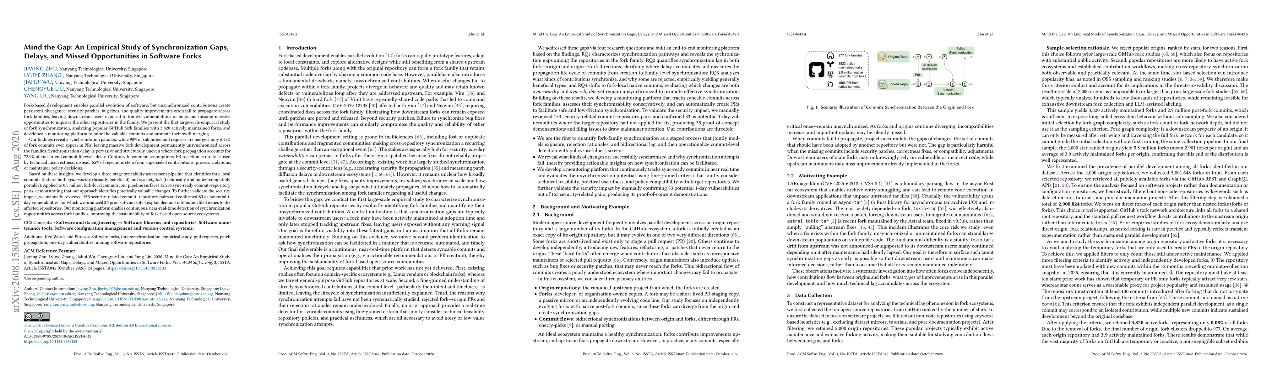 Thumbnail for Mind the Gap: An Empirical Study of Synchronization Gaps, Delays, and Missed Opportunities in Software Forks