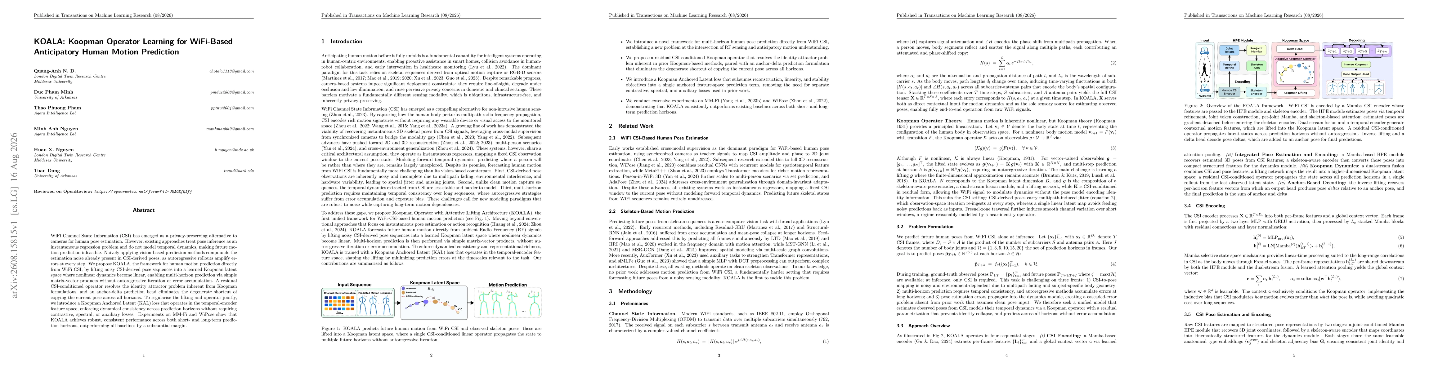 Thumbnail for KOALA: Koopman Operator Learning for WiFi-Based Anticipatory Hum