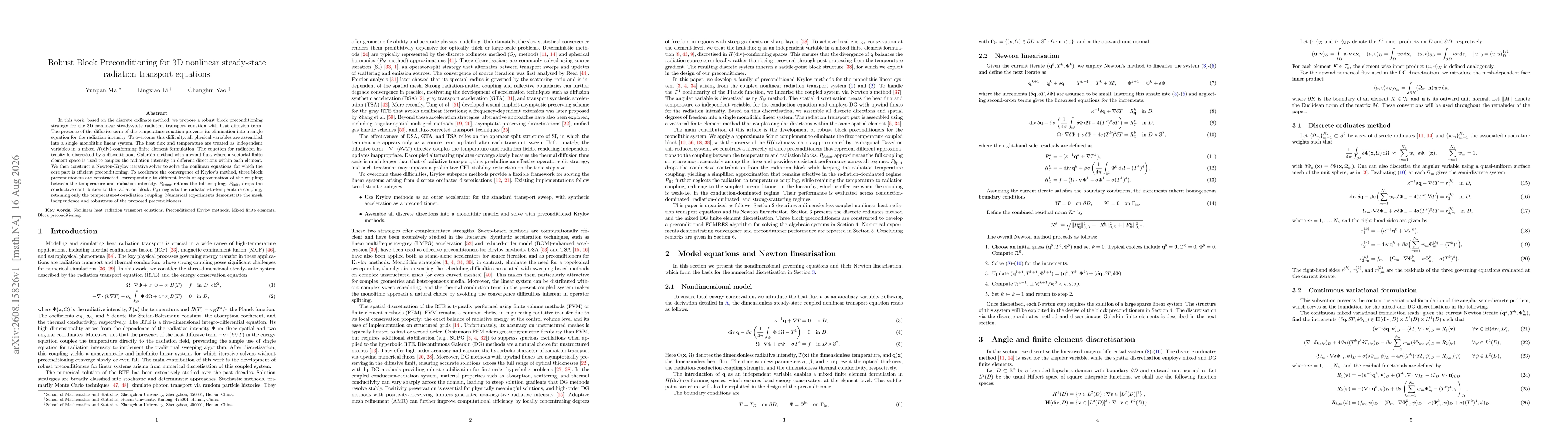 Thumbnail for Robust Block Preconditioning for 3D nonlinear steady-state radiation transport equations