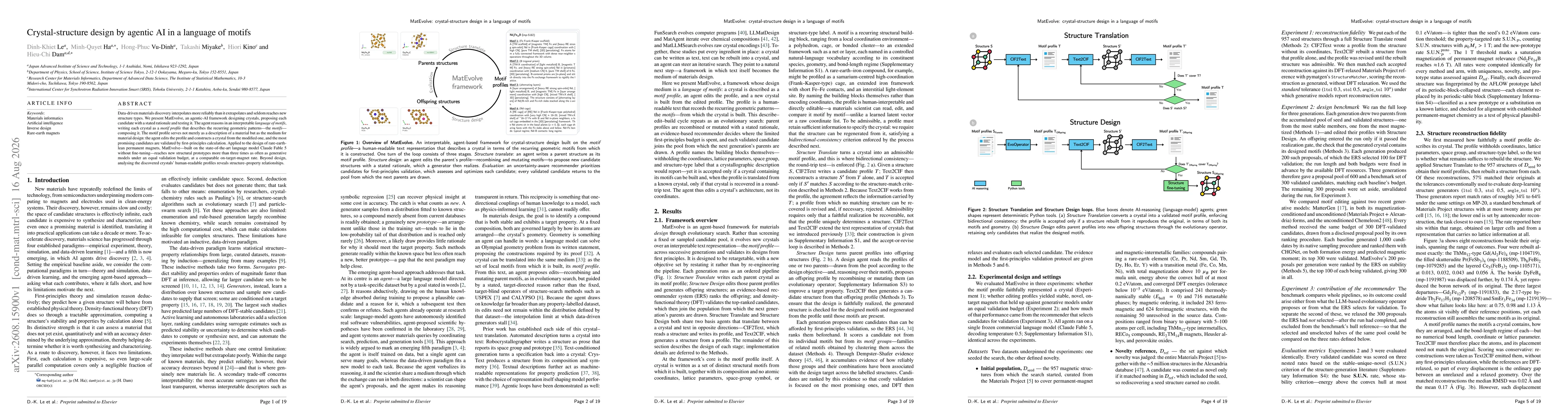 Thumbnail for Crystal-structure design by agentic AI in a language of motifs