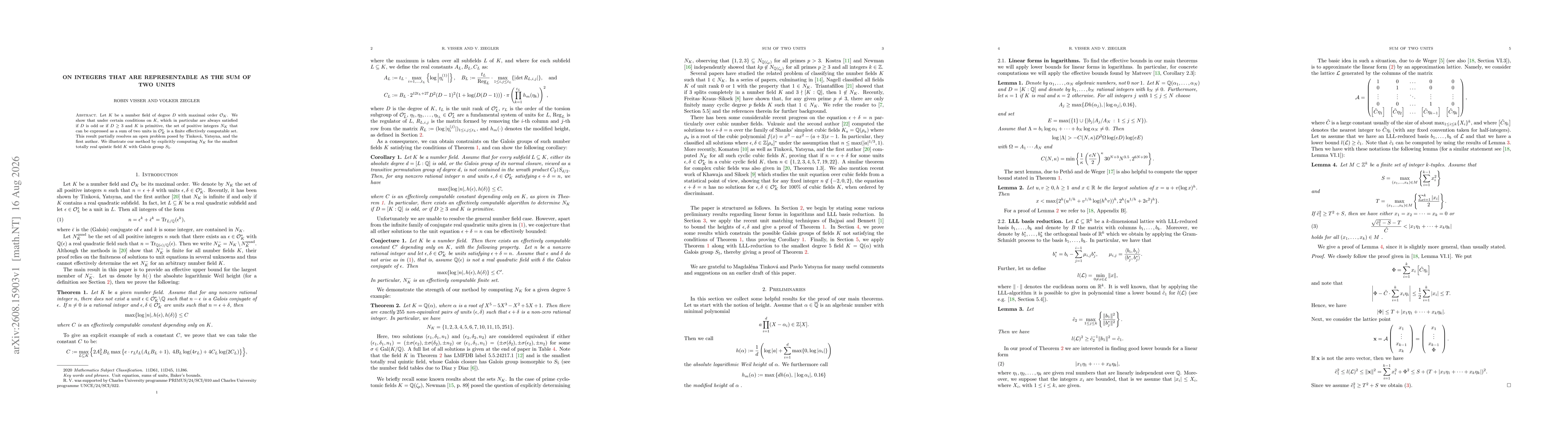 Thumbnail for On integers that are representable as the sum of two units