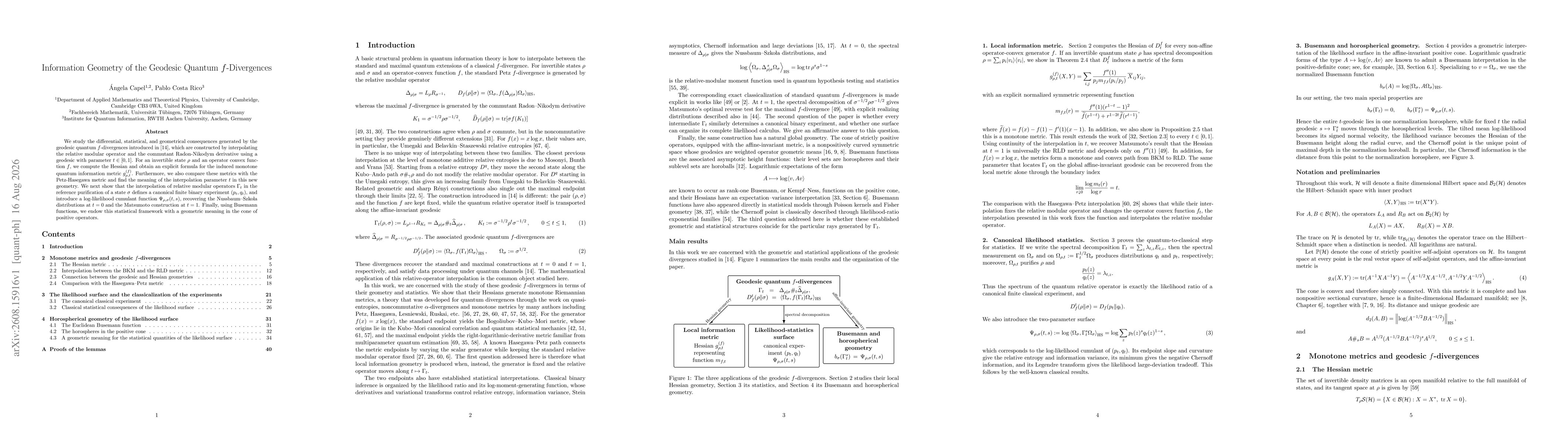 Thumbnail for Information Geometry of the Geodesic Quantum $f$-Divergences