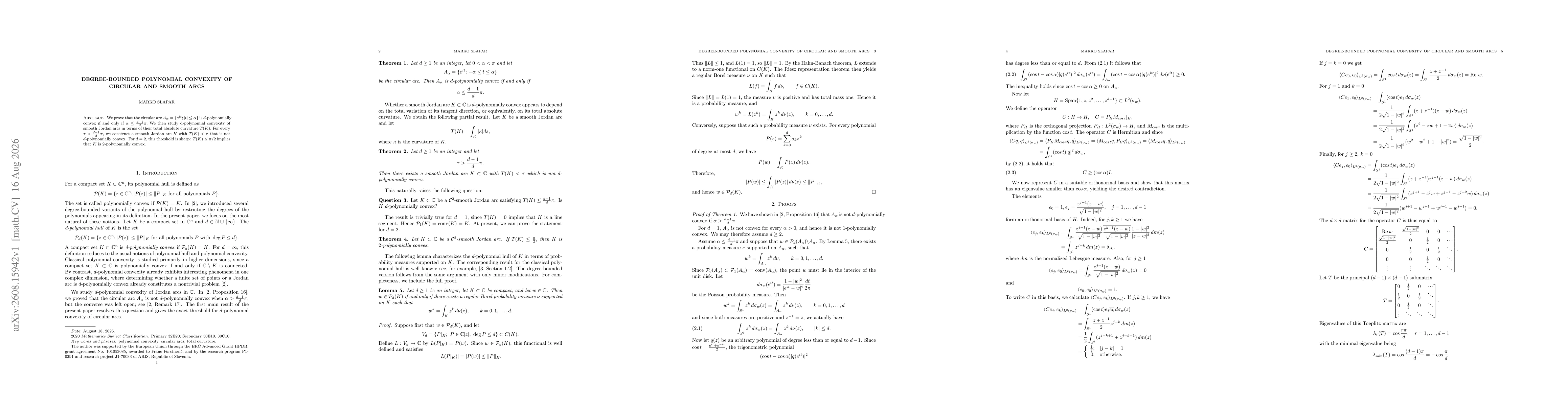 Thumbnail for Degree-Bounded Polynomial Convexity of Circular and Smooth Arcs