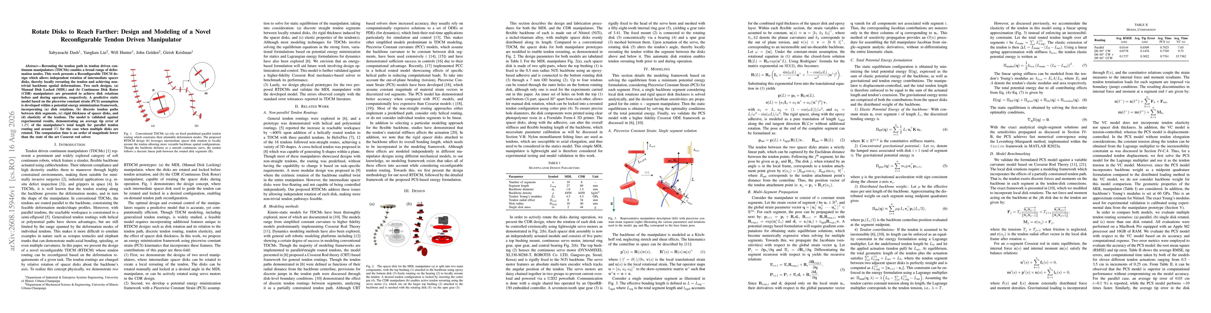Thumbnail for Rotate Disks to Reach Farther: Design and Modeling of a Novel Reconfigurable Tendon Driven Manipulator