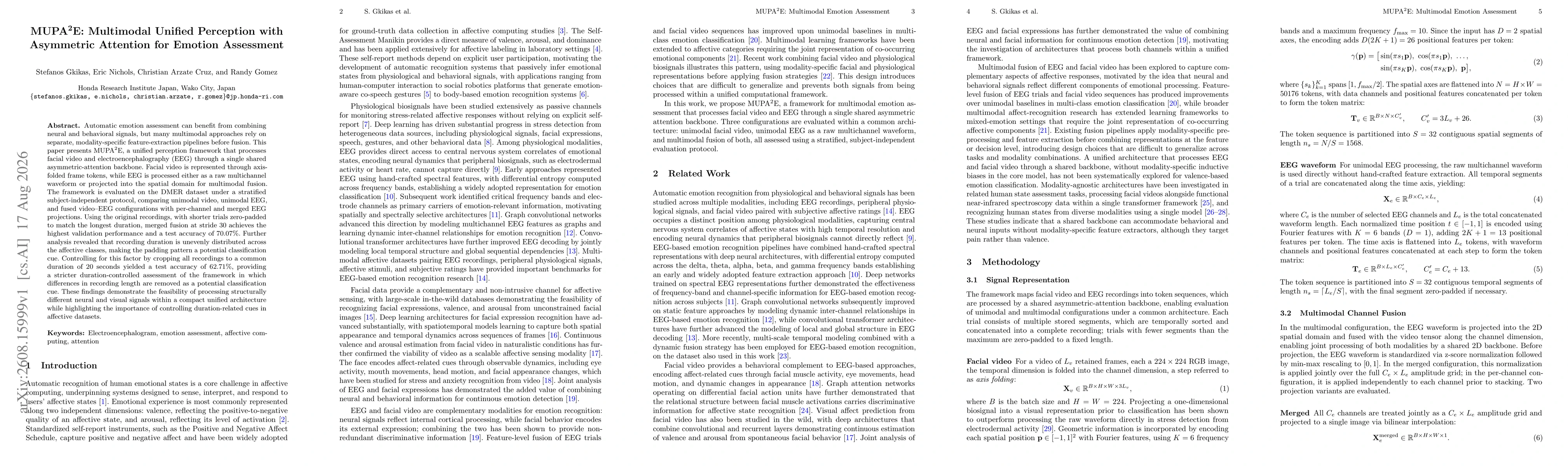 Thumbnail for MUPA$^{2}$E: Multimodal Unified Perception with Asymmetric Attention for Emotion Assessment