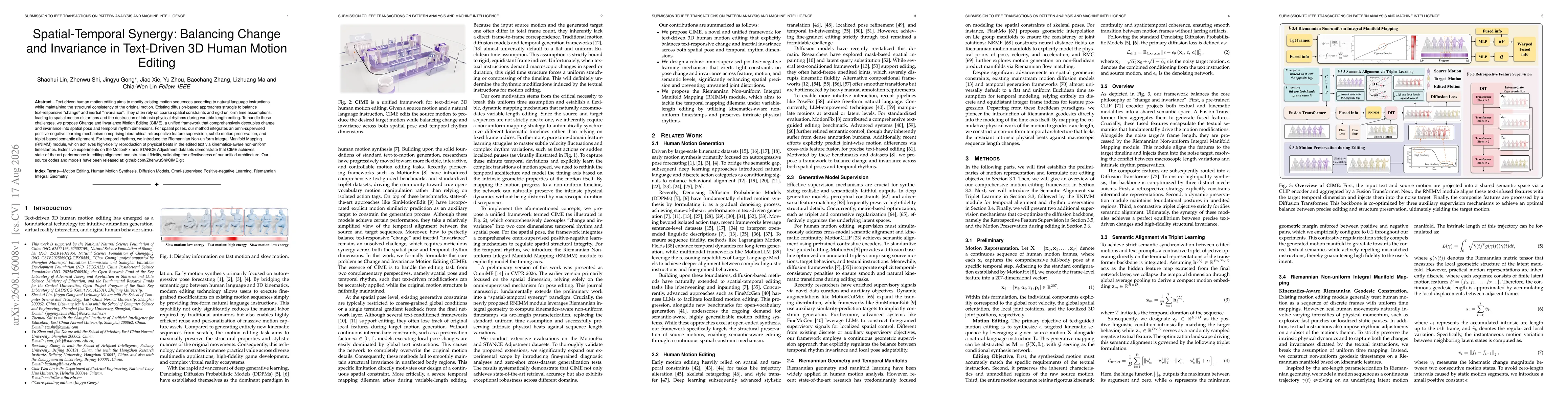 Thumbnail for Spatial Temporal Synergy: Balancing Change and Invariance in Text Driven 3D Human Motion Editing