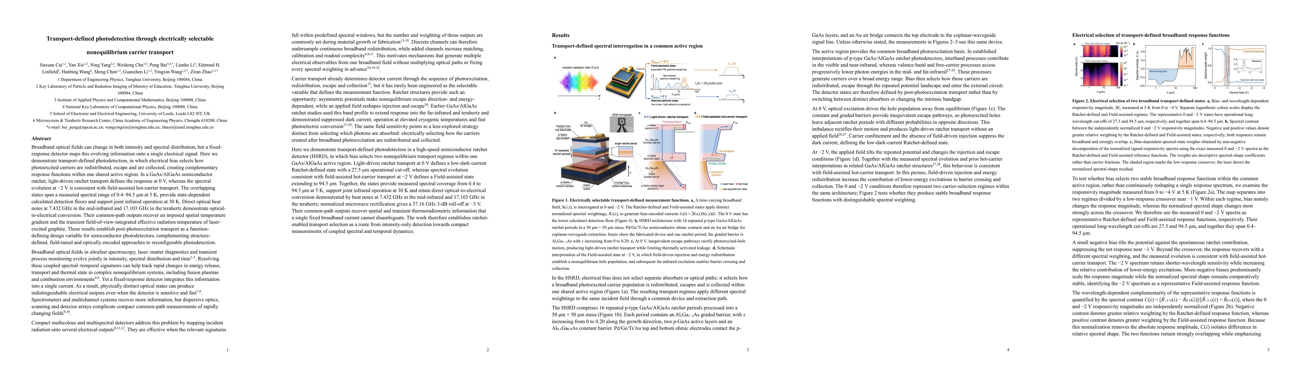 Thumbnail for Transport-defined photodetection through electrically selectable nonequilibrium carrier transport