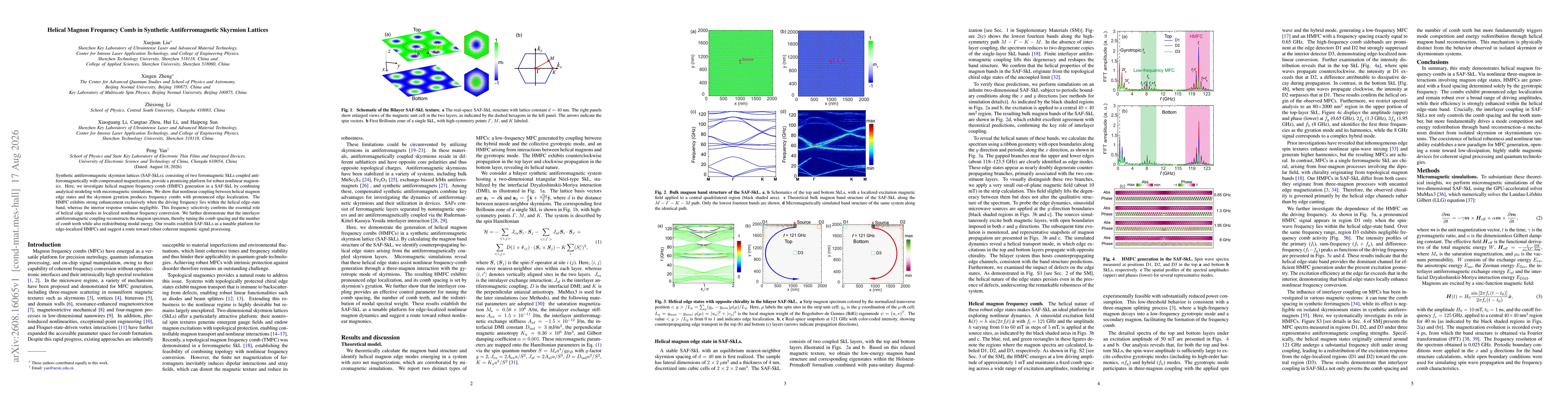 Thumbnail for Helical Magnon Frequency Comb in Synthetic Antiferromagnetic Skyrmion Lattices