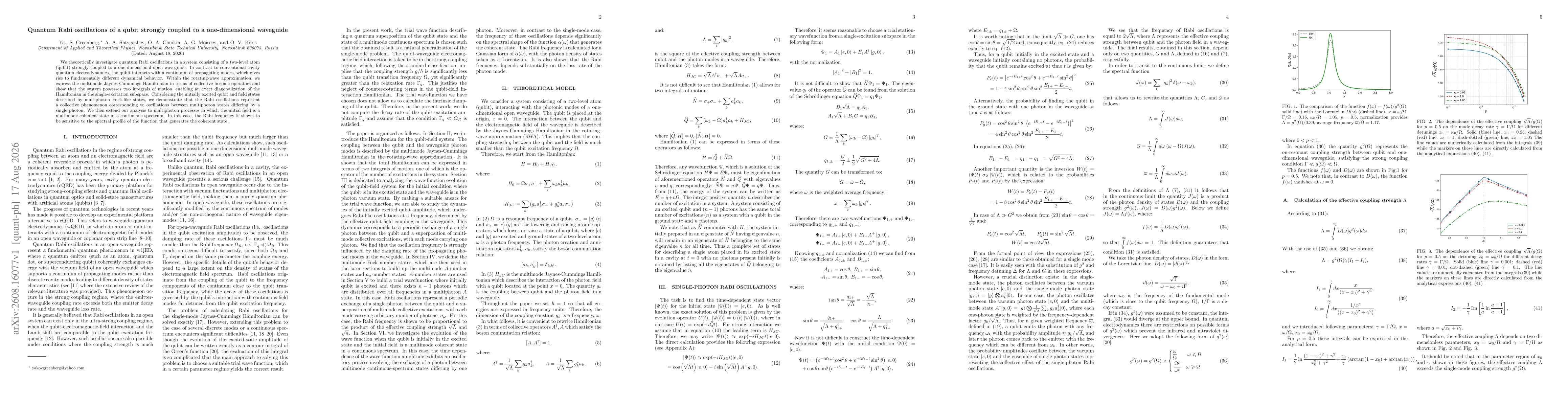 Thumbnail for Quantum Rabi oscillations of a qubit strongly coupled to a one-dimensional waveguide