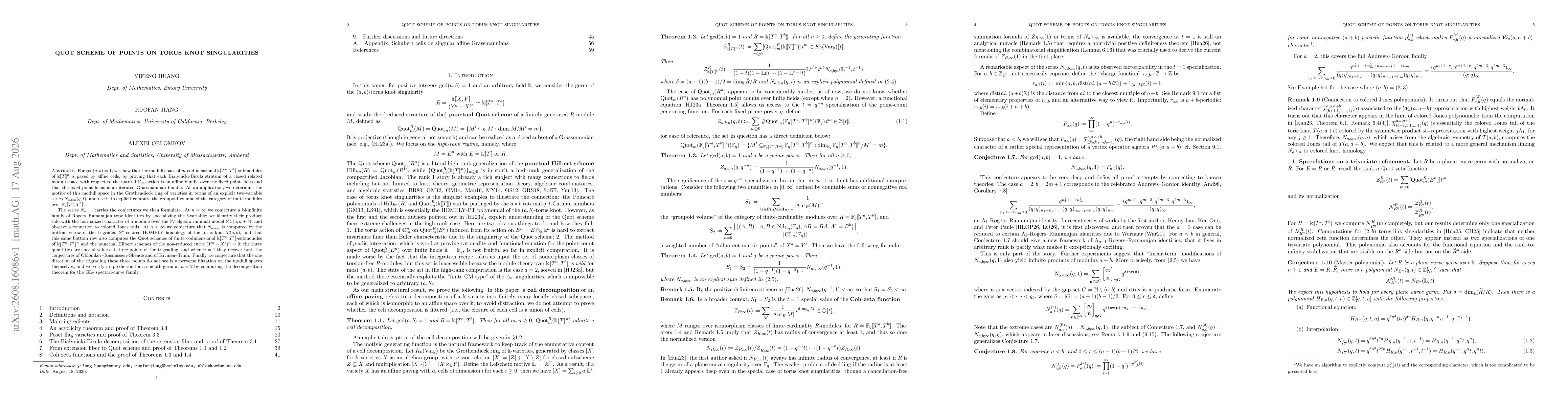 Thumbnail for Quot scheme of points on torus knot singularities