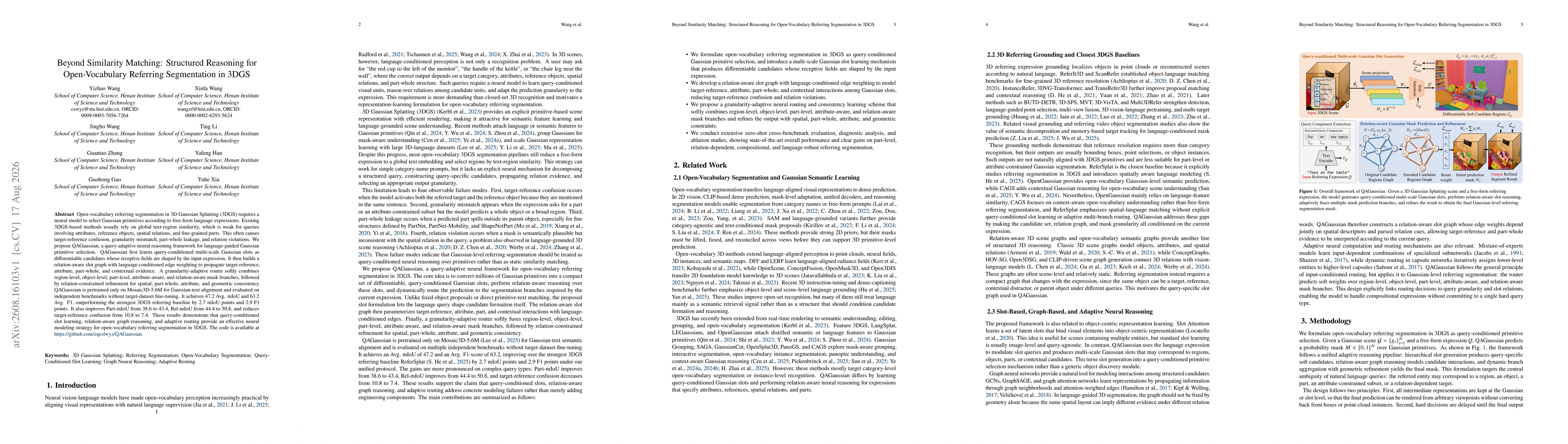 Thumbnail for Beyond Similarity Matching: Structured Reasoning for Open-Vocabulary Referring Segmentation in 3DGS