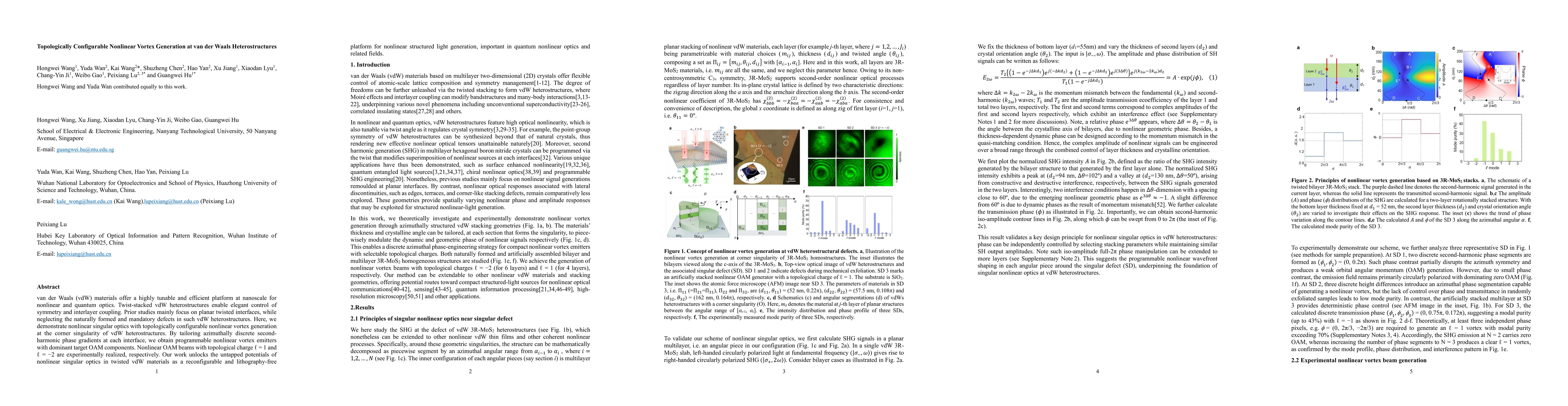 Thumbnail for Topologically Configurable Nonlinear Vortex Generation at van der Waals Heterostructures