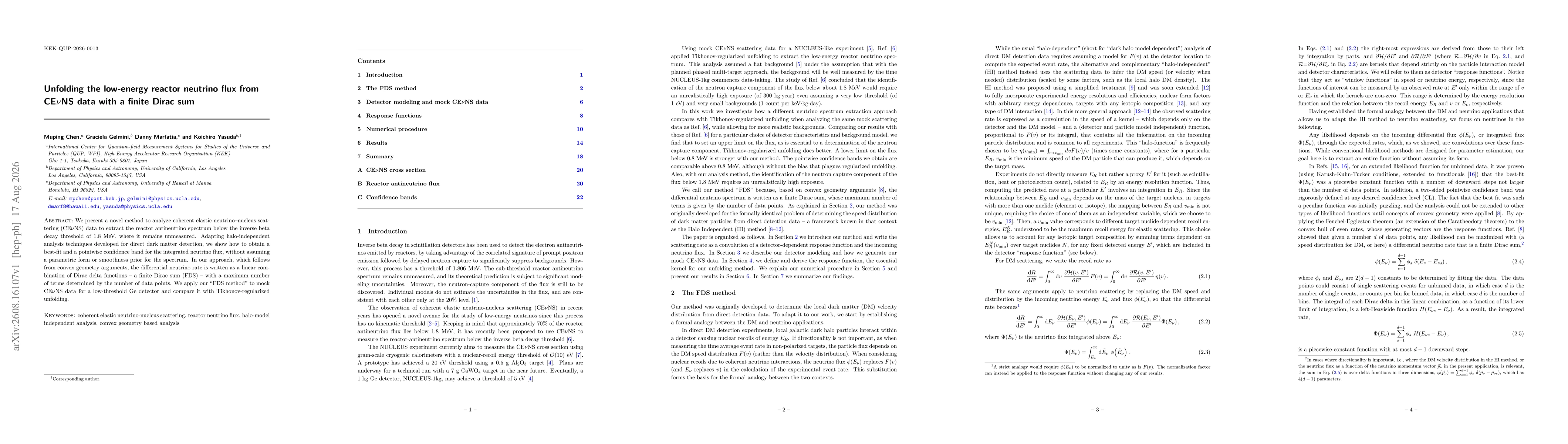 Thumbnail for Unfolding the low-energy reactor neutrino flux from CE$ν$NS data with a finite Dirac sum