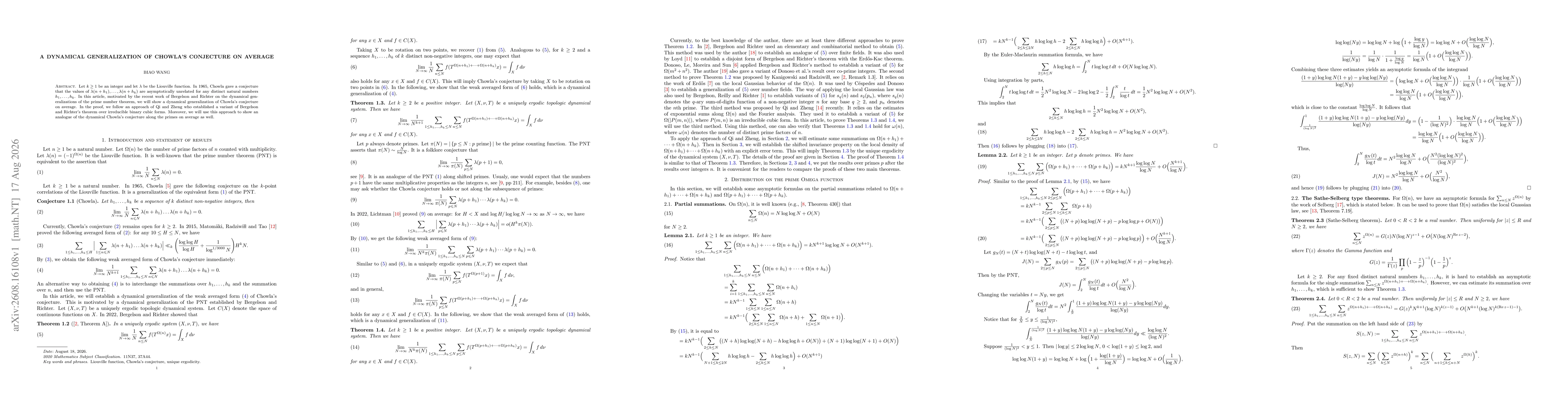 Thumbnail for A dynamical generalization of Chowla's conjecture on average