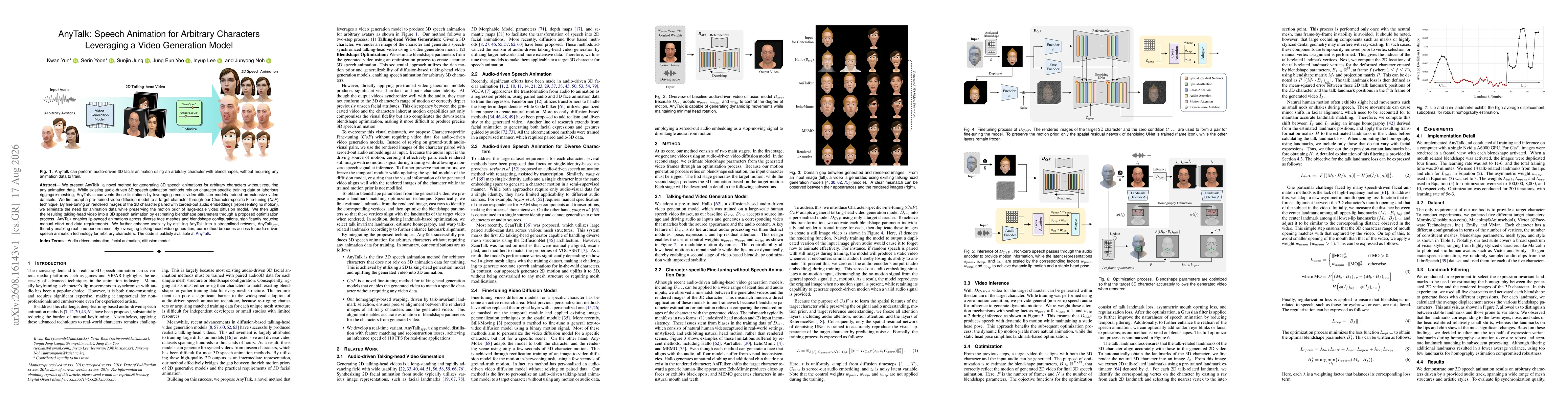 Thumbnail for AnyTalk: Speech Animation for Arbitrary Characters Leveraging a Video Generation Model
